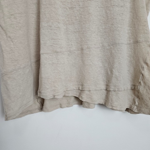 J Jill Love Linen Top Size L Round Neck Short Sleeve Slub Knit Beige Tan - Picture 10 of 10
